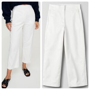 The Group by Babaton Walsh High Waisted Cotton Wide Leg Ankle White Pant 2
